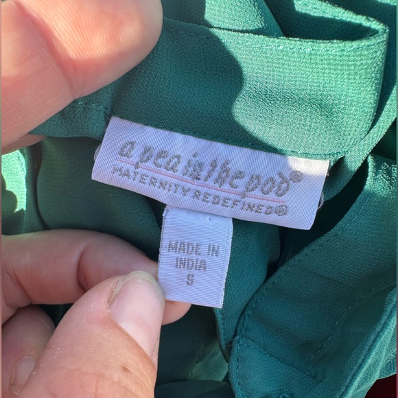 A Pea in the Pod Sheer Teal Maternity Blouse - Size Small - Picture 4 of 7